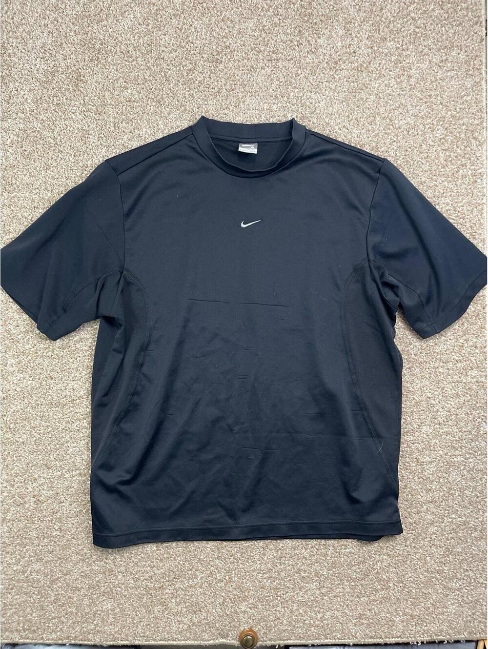Vtg Nike center Swoosh Mens Faded Black T Shirt XL Dri Fit Athletic